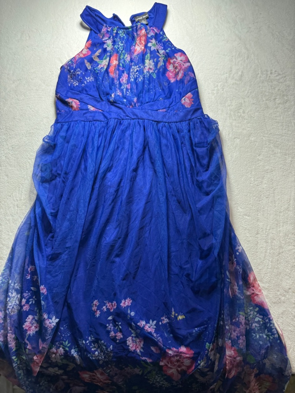 Royal Blue Floral Halter Maxi Dress